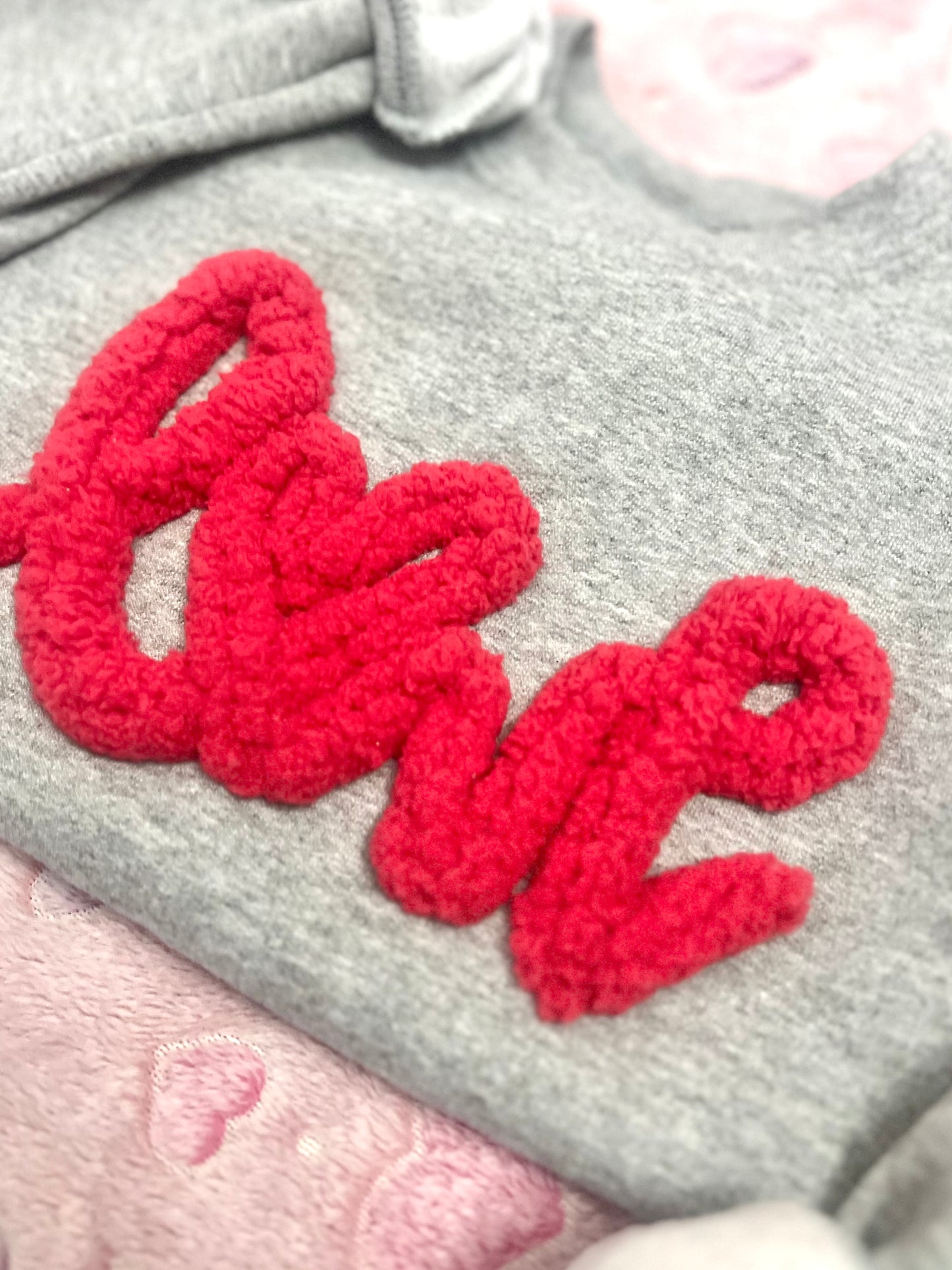 LOVE Chenille Yarn Embrodiered Sweatshirt