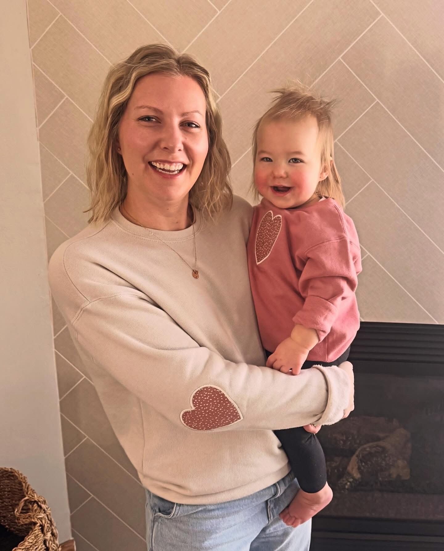 Mom and Child Matching Heart Crewneck Sweatshirt