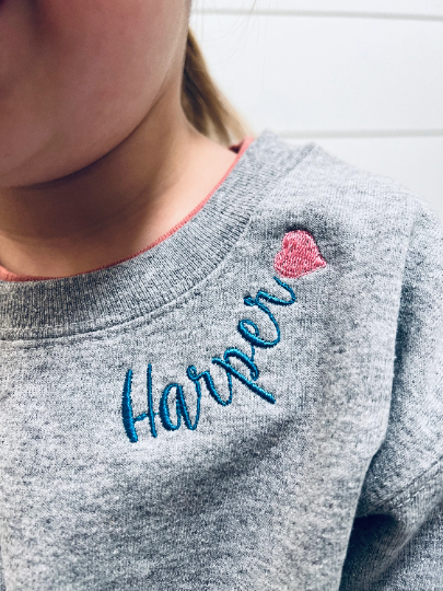 Custom Name Collar Embroidered Toddler and Youth Sweatshirt | Sibling Sweatshirt | Custom Name | Embroidery