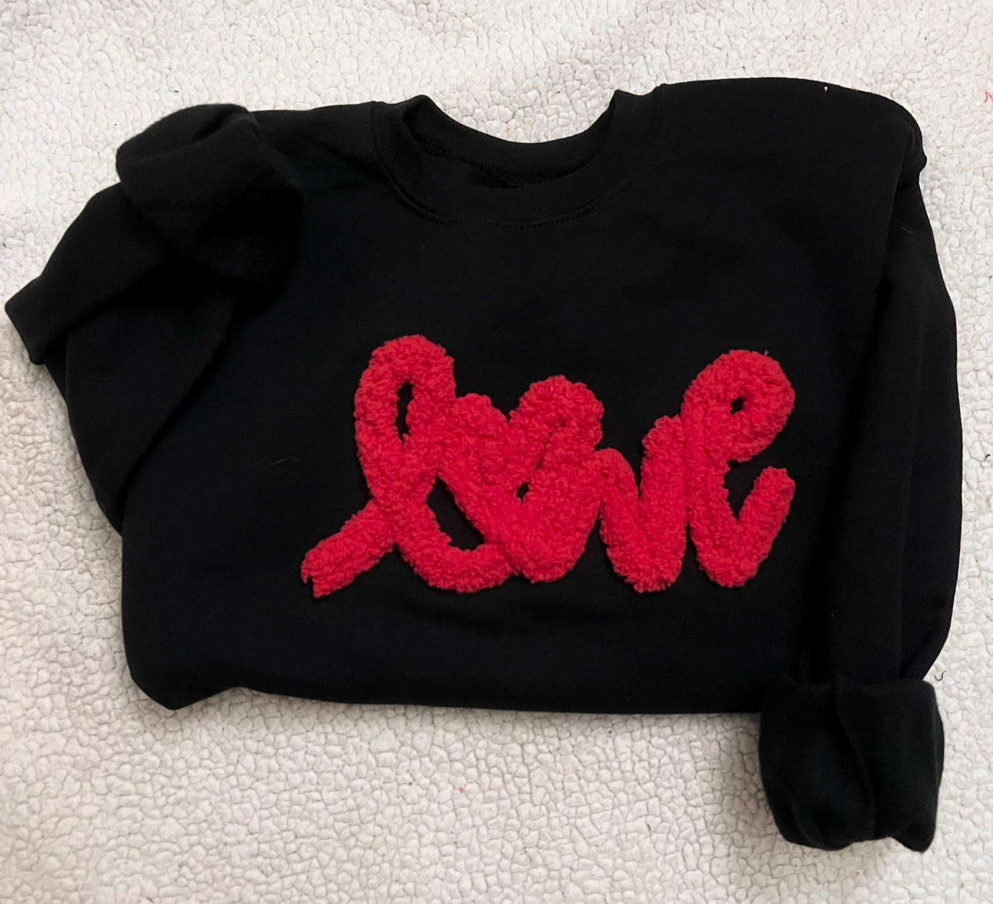 LOVE Chenille Yarn Embrodiered Sweatshirt