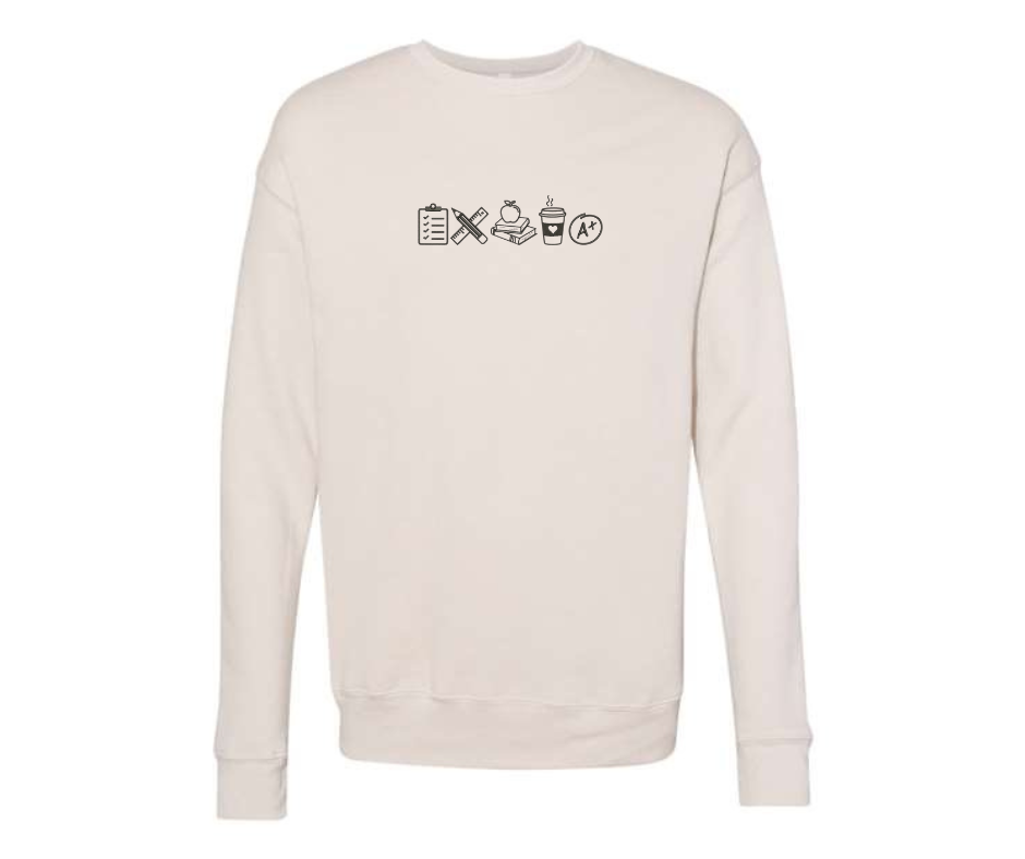 Teacher School Symbols Embroidered Sweatshirt