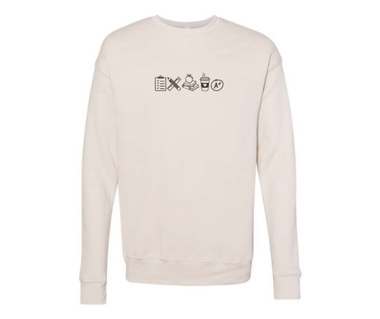 Teacher School Symbols Embroidered Sweatshirt
