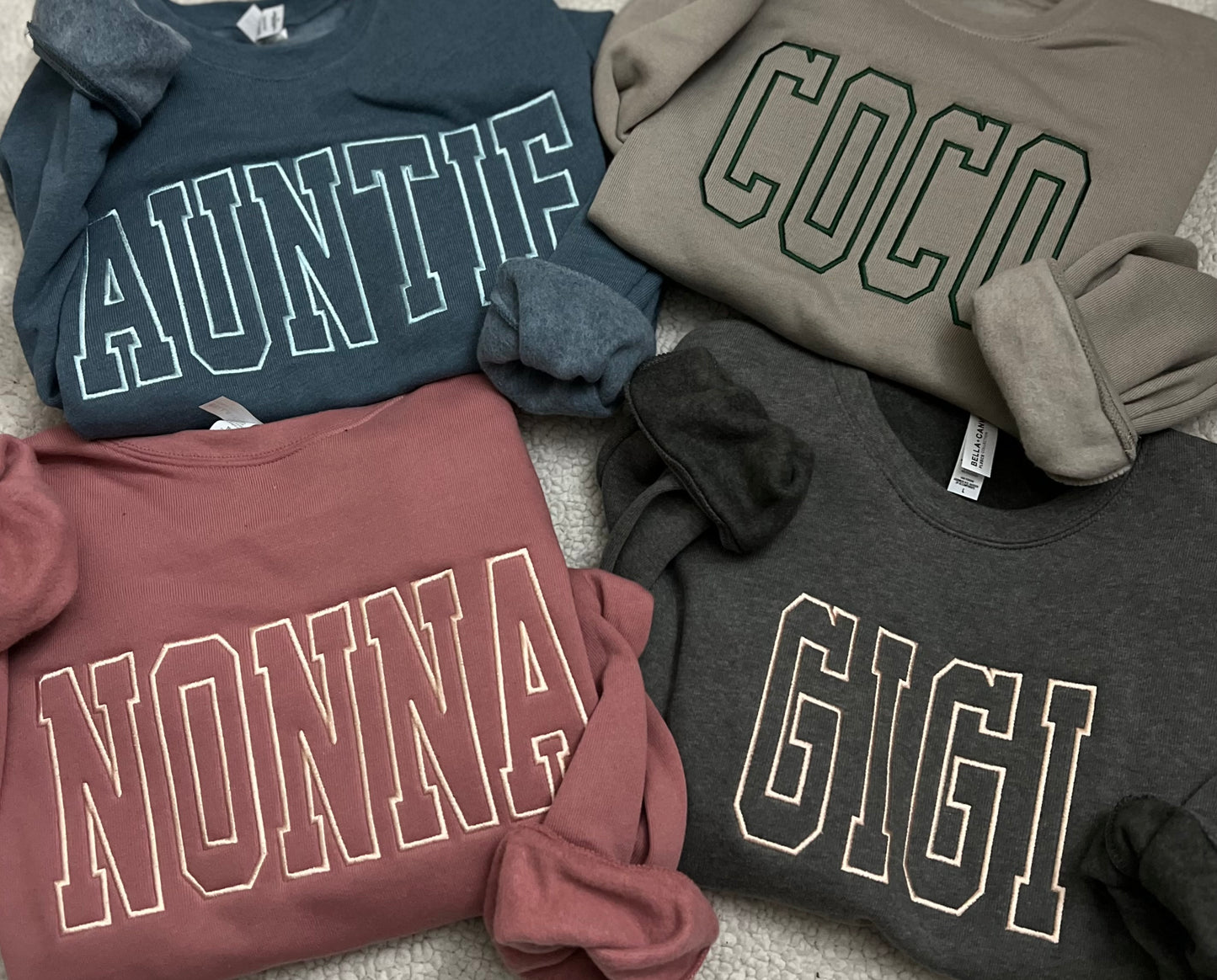 Outline Stitch Embroidered Sweatshirt | MAMA, AUNTIE, GRANDMA, DAD, GRANDPA