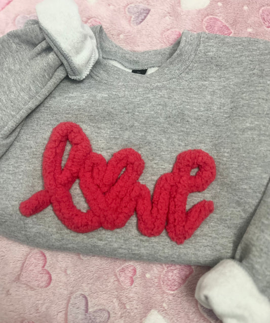 LOVE Chenille Yarn Embrodiered Sweatshirt