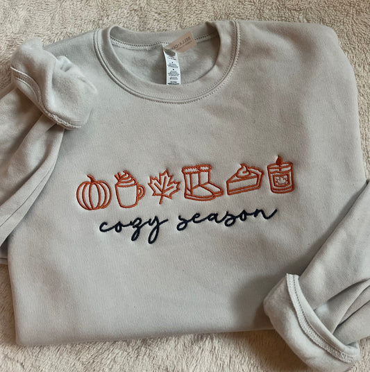 Cozy Season Fall Embroidered Sweatshirt