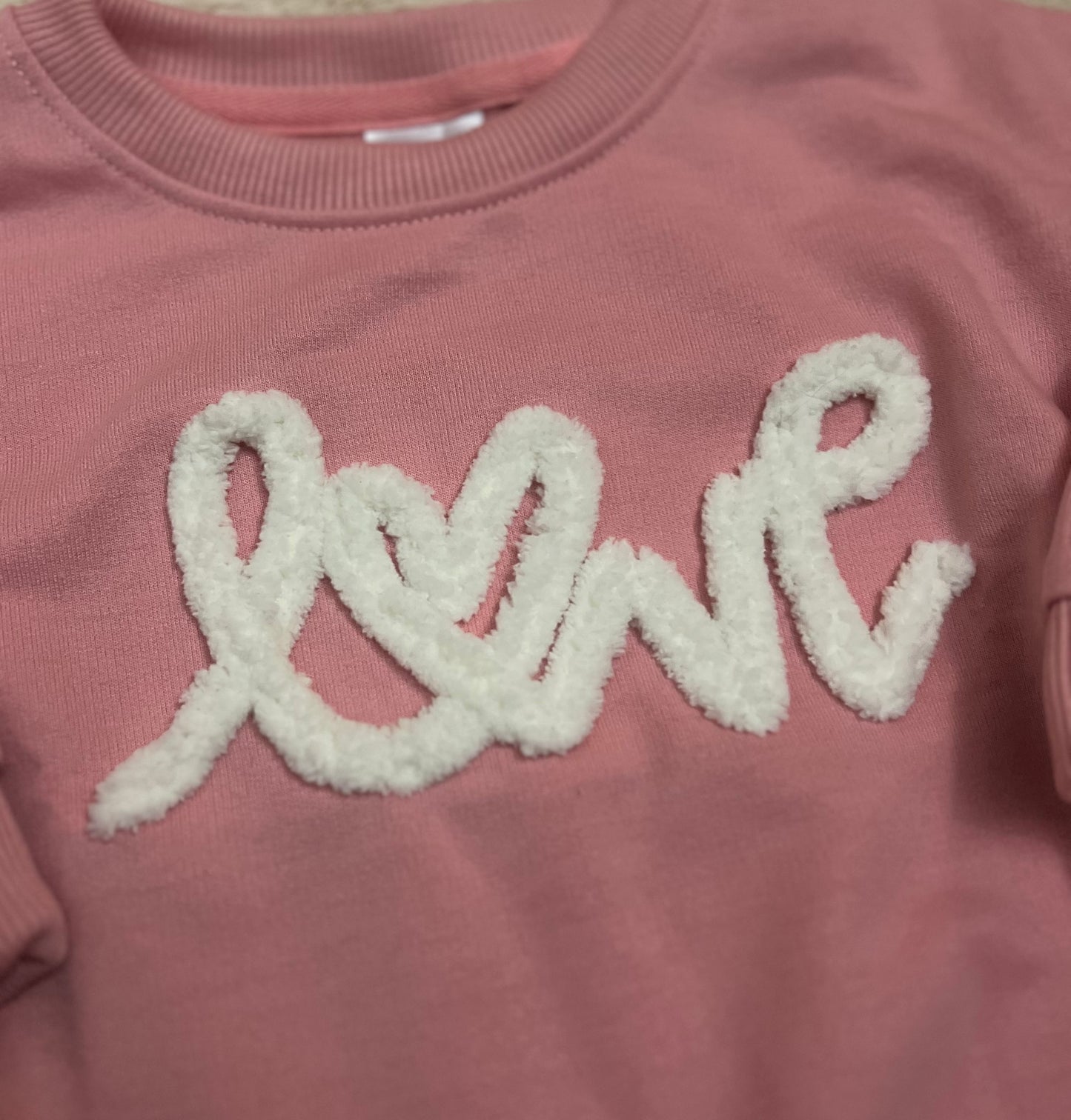LOVE Chenille Embroidered Infant Bubble Romper
