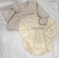 Little Sister or Little Brother Custom Embroidered Infant Bubble Romper