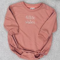 Little Sister or Little Brother Custom Embroidered Infant Bubble Romper