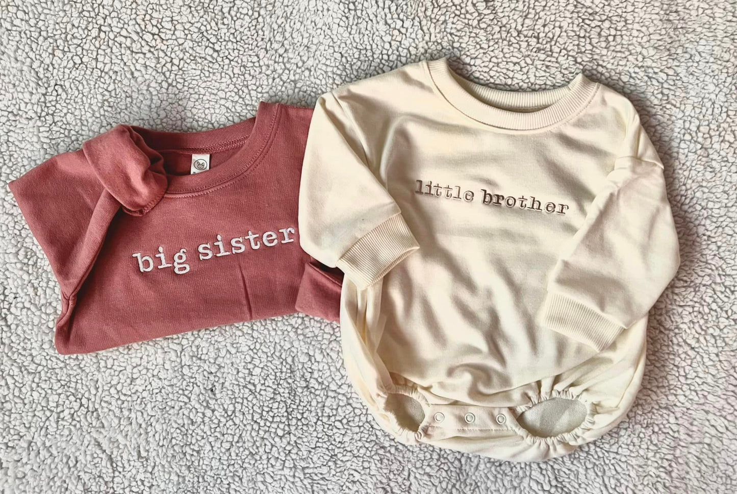Little Sister or Little Brother Custom Embroidered Infant Bubble Romper