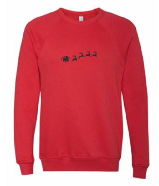Santa Sleigh with Reindeer Embroidered Sweatshirt - Youth