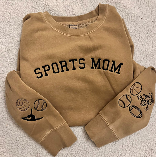 Sports Mom Embroidered Sweatshirt